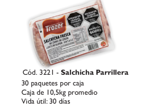 Salchicha parrillera trozer e.v.