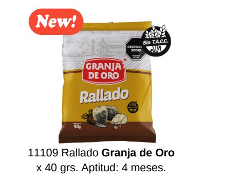 Rallado x 40 gr. Granja de oro