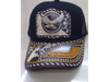 #1 Gorro Trucker Vaquero negro con chapa Aguila dorado