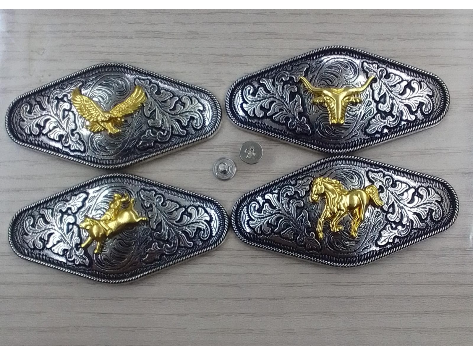 #3 Placas rombo niquel y dorado 3.3x6.5cm