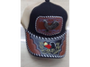 #8 Gorro Trucker Vaquero negro con beige chapa gallo ahumado