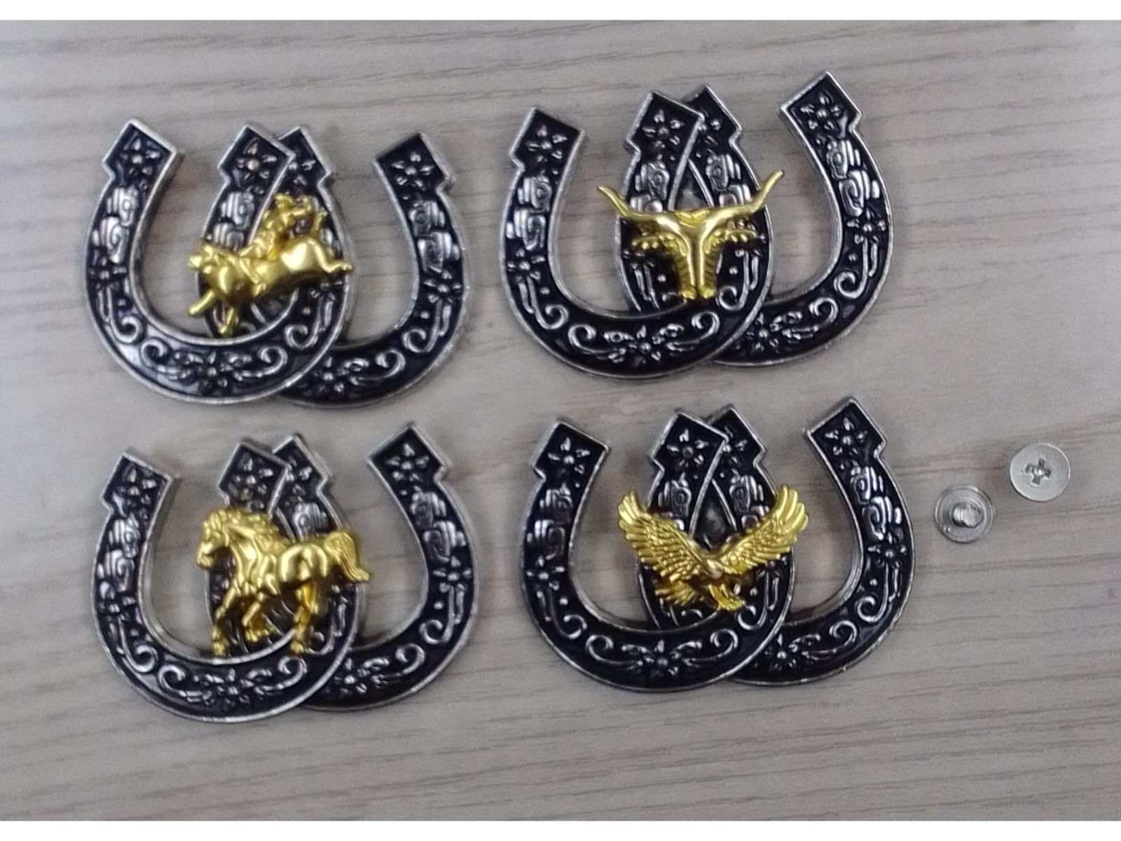 #2 Placas herrajes niquel con dorado 3.3x4.6mm