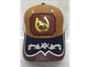 #13 Gorro Trucker Vaquero marron y beige chapa herraje caballo dorado