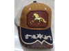 #5 Gorro Trucker Vaquero marron beige con chapa cabllo dorado
