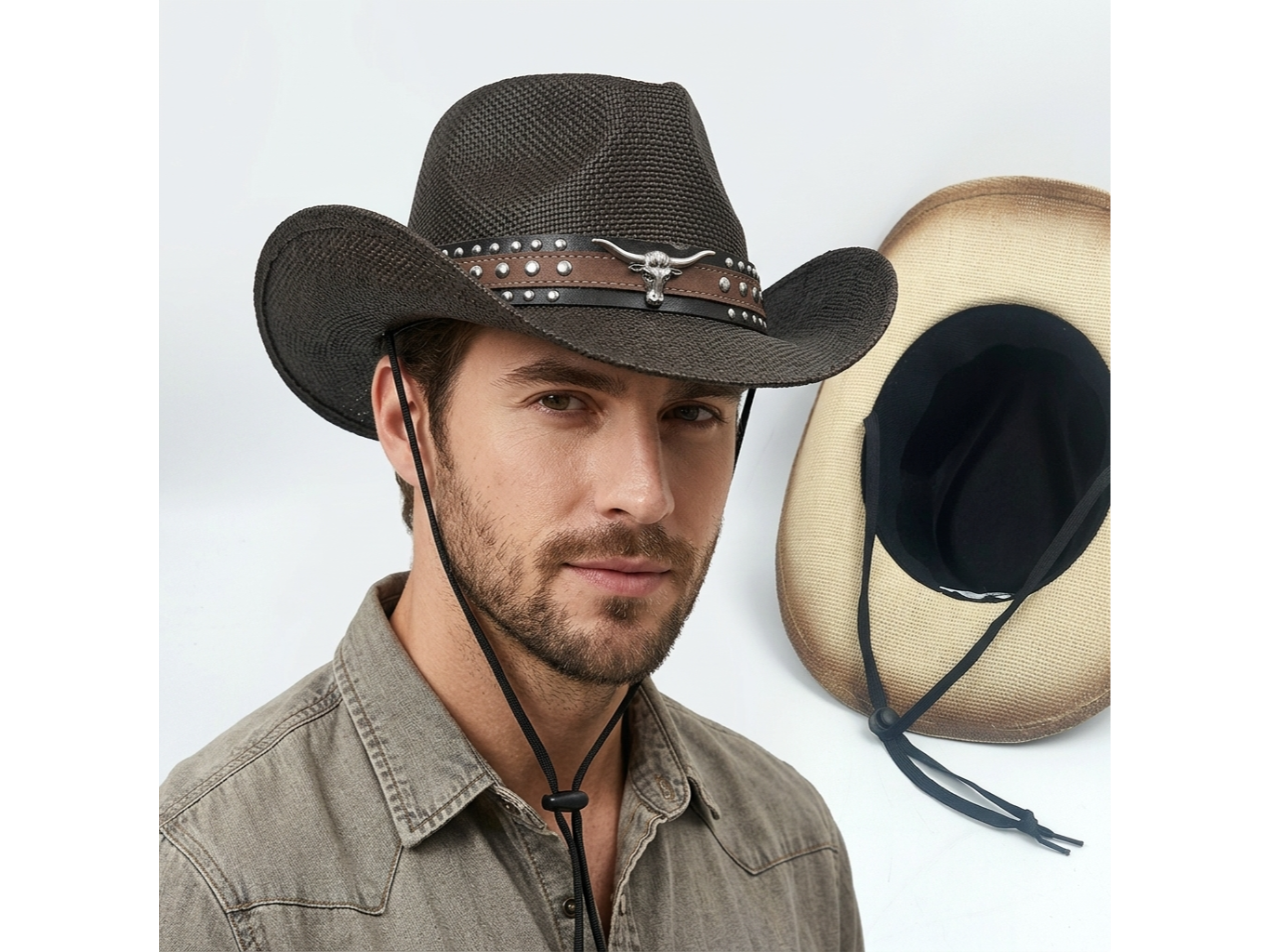 Sombrero vaquero con placa de metal S1