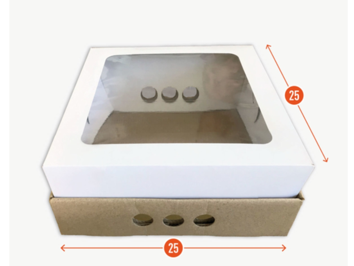 Caja desayuno 25x 25 x 10 con visor blanca