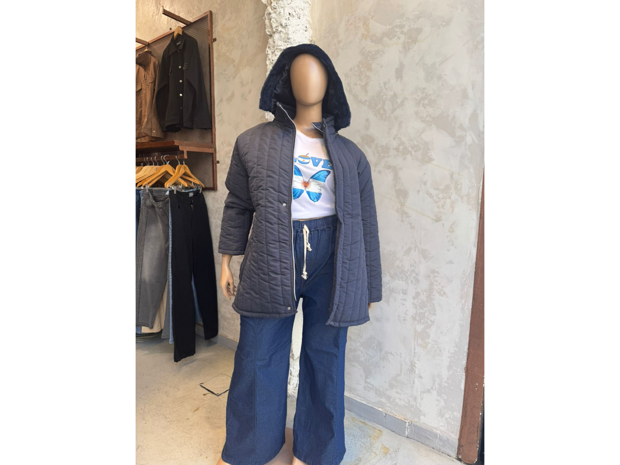 Campera microfibra con capucha azul ART. 432