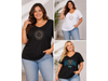 Remera básica tela jersey escote en V manga corta con strass ART. 600 B