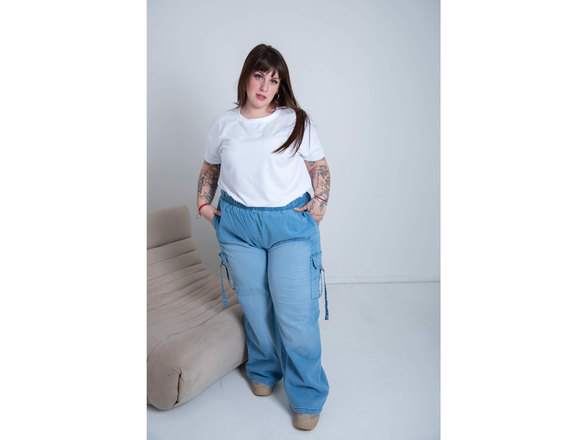 Palazzo de jeans cargo celeste localizado ART. 851 T