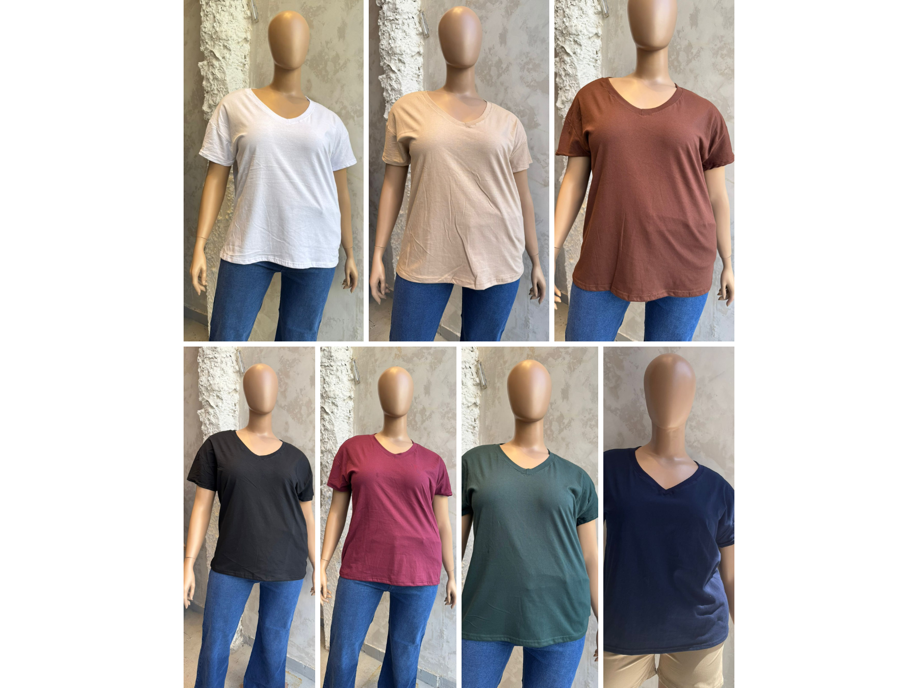 Remera básica en tela jersey escote en V