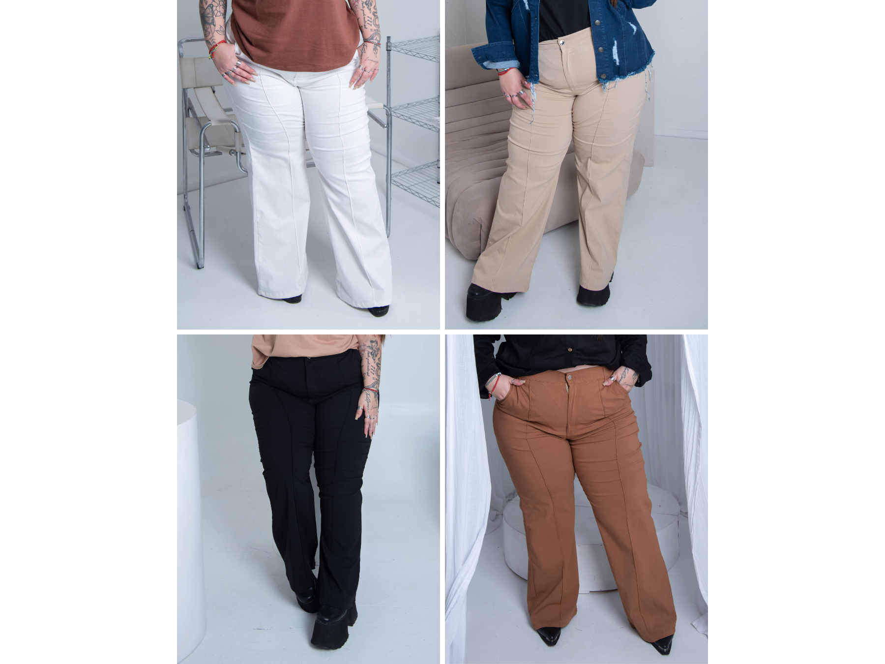 Pantalón de bengalina wide leg con alforza ART. 188