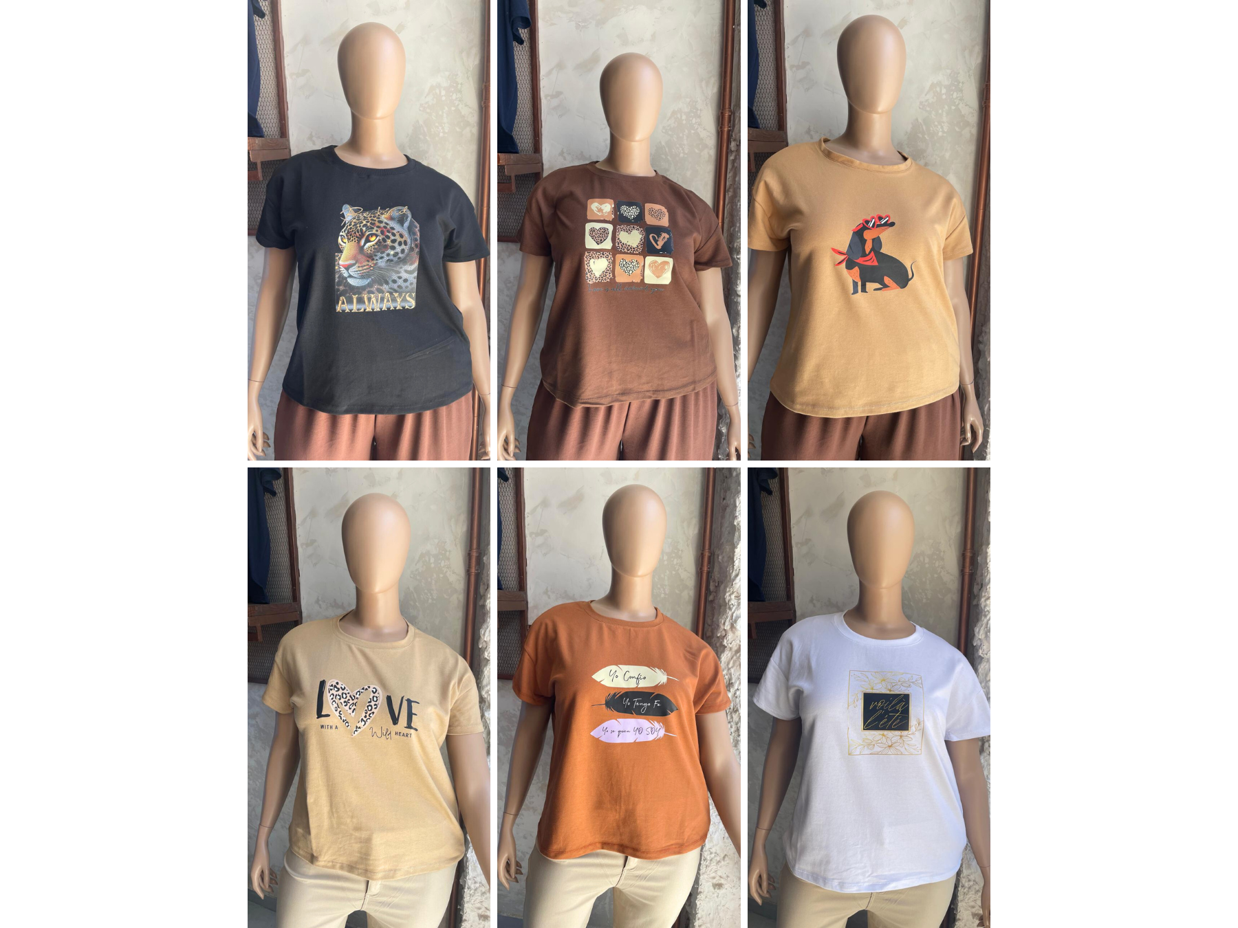 Remera rústica básica con estampa escote redondo