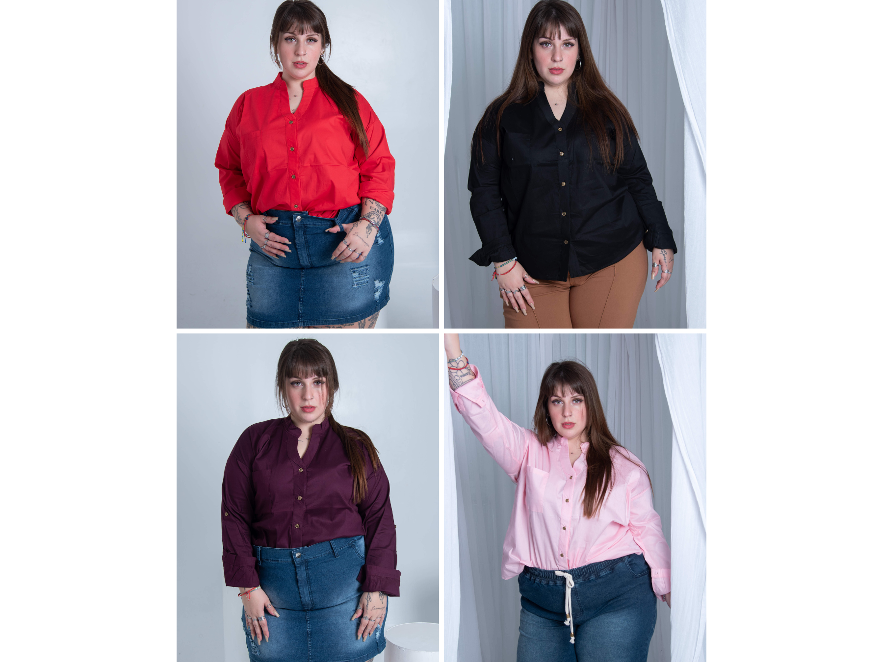 Camisa de poplin cuello Mao ART. 457