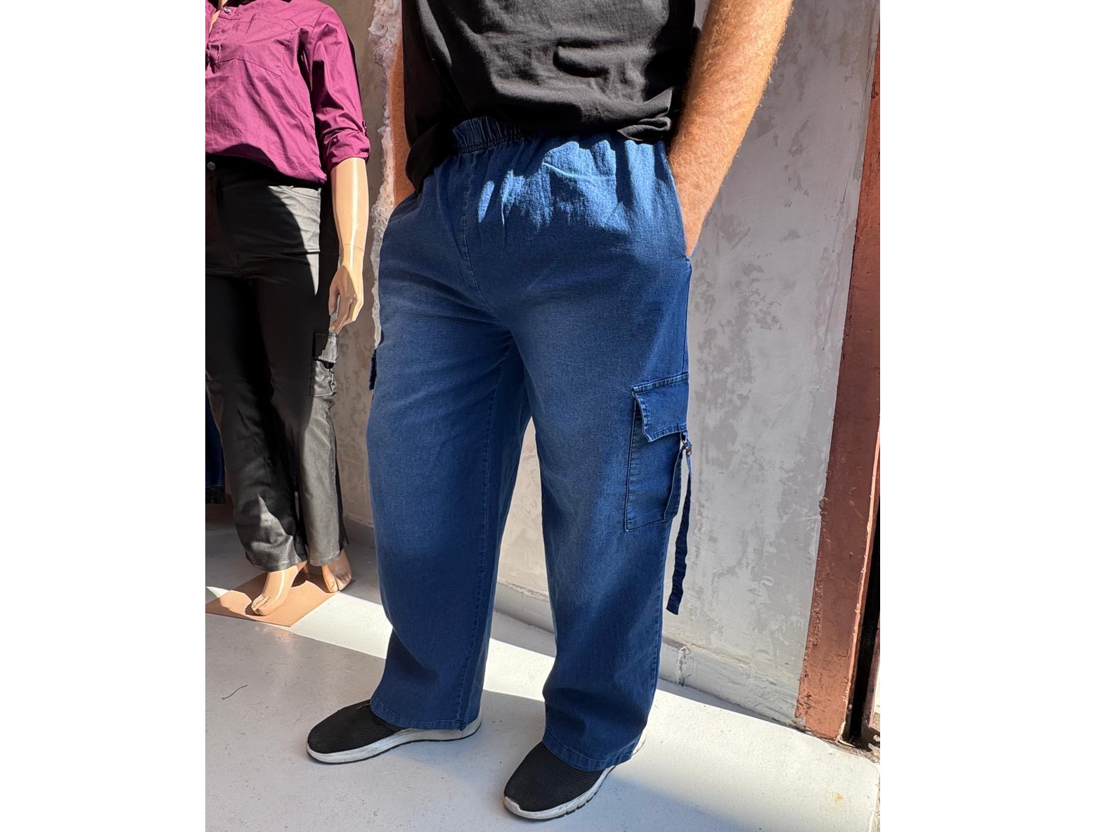 Palazzo de jeans cargo azul localizado ART. 851 T