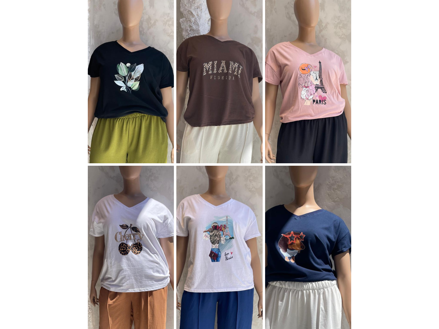 Remera básica en tela jersey escote en V con estampa ART. 600 E