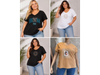 Remera básica tela jersey escote en V manga corta con strass ART. 600 B