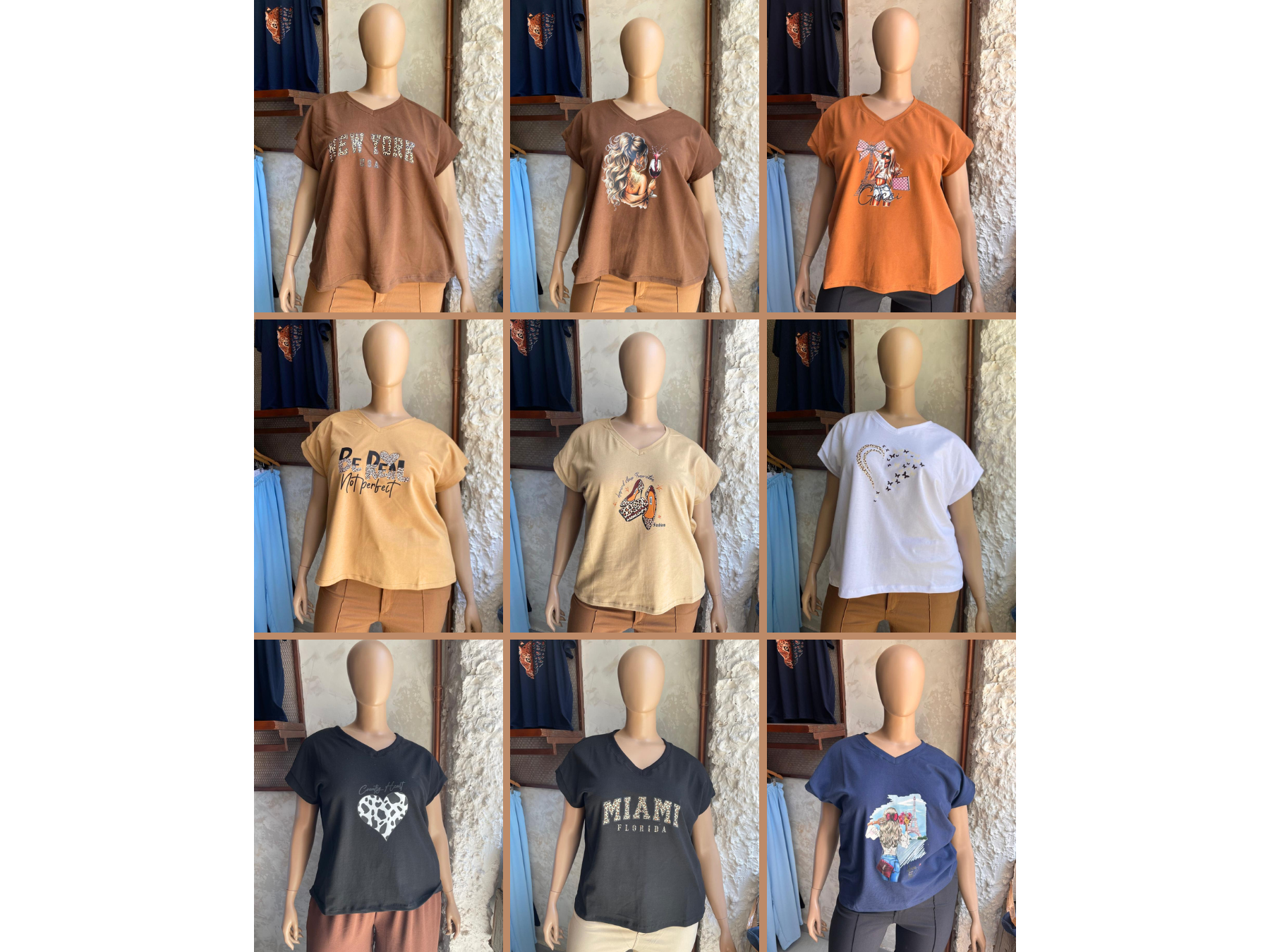 Remera rústica básica con estampa escote en V