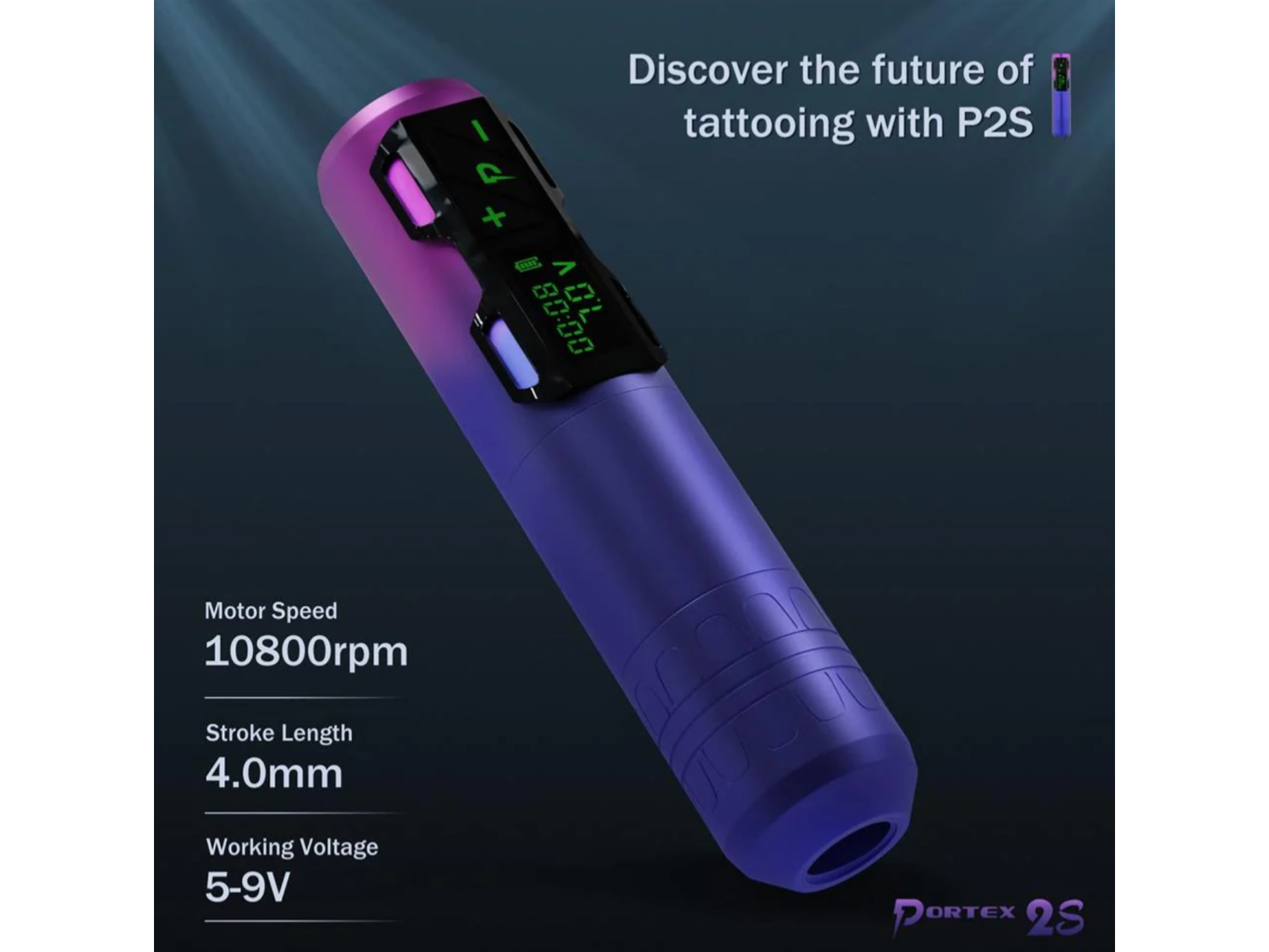 EZ PORTEX GENERATION 2S (P2S) 4.0MM WIRELESS BATTERY TATTOO PEN MACHINE GRADIENT COLOR