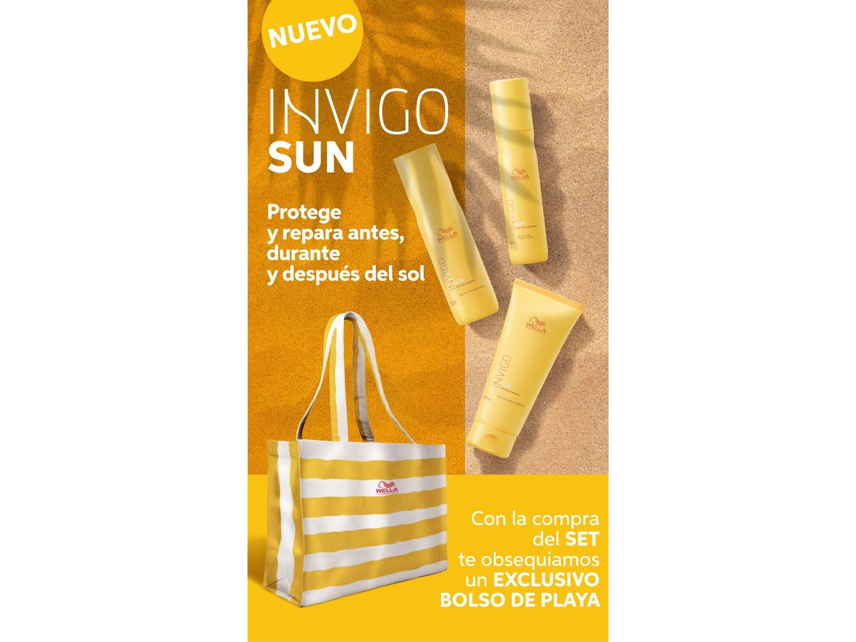 NUEVO!!! SET VERANO SHAMPOO, ACONDICIONADOR Y  SPRAY PROTECTOR LEAVE IN, CON BOLSO PLAYERO DE REGALOO!!