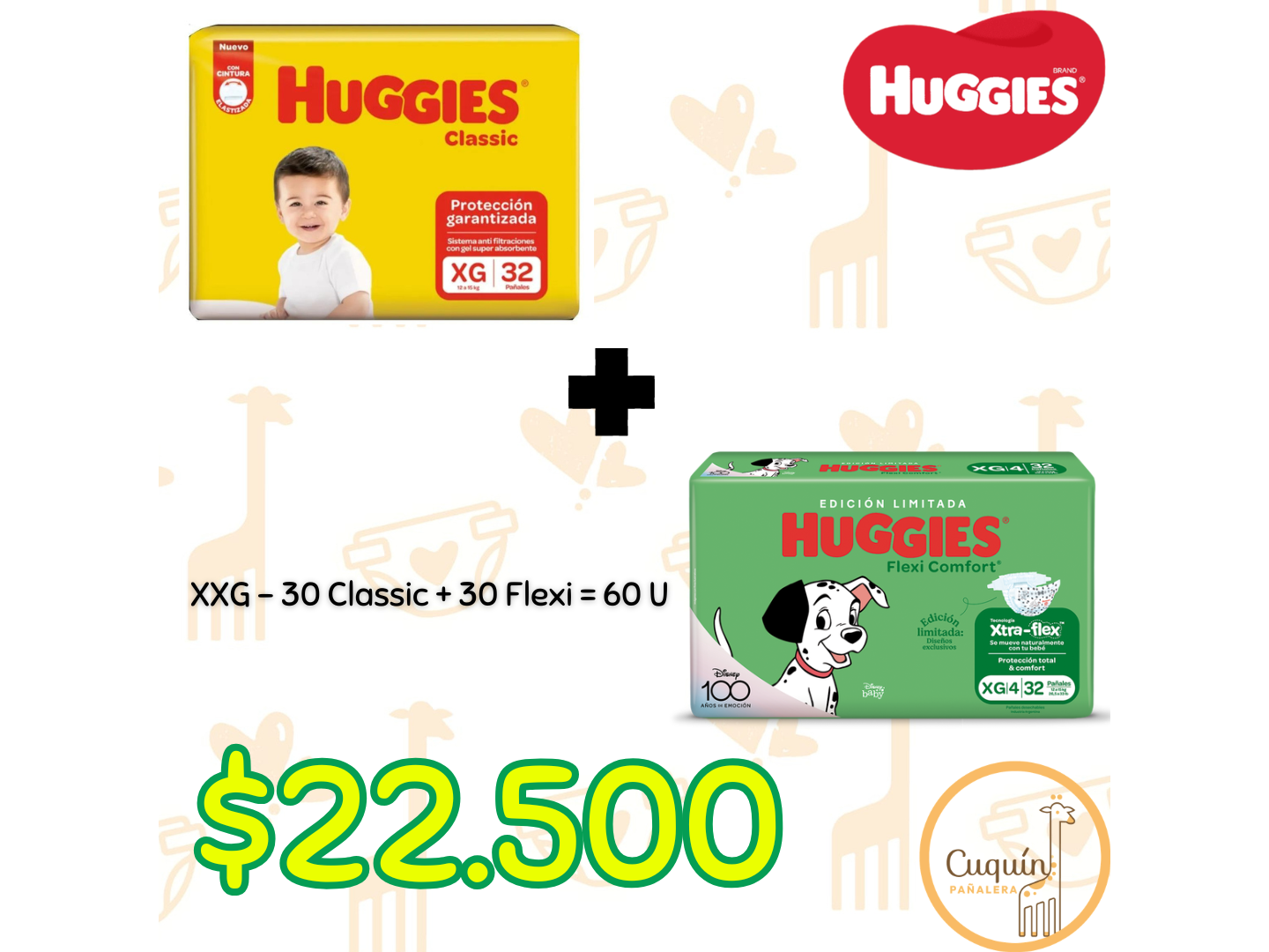 Huggies Classic + Flexi Comfort XXG