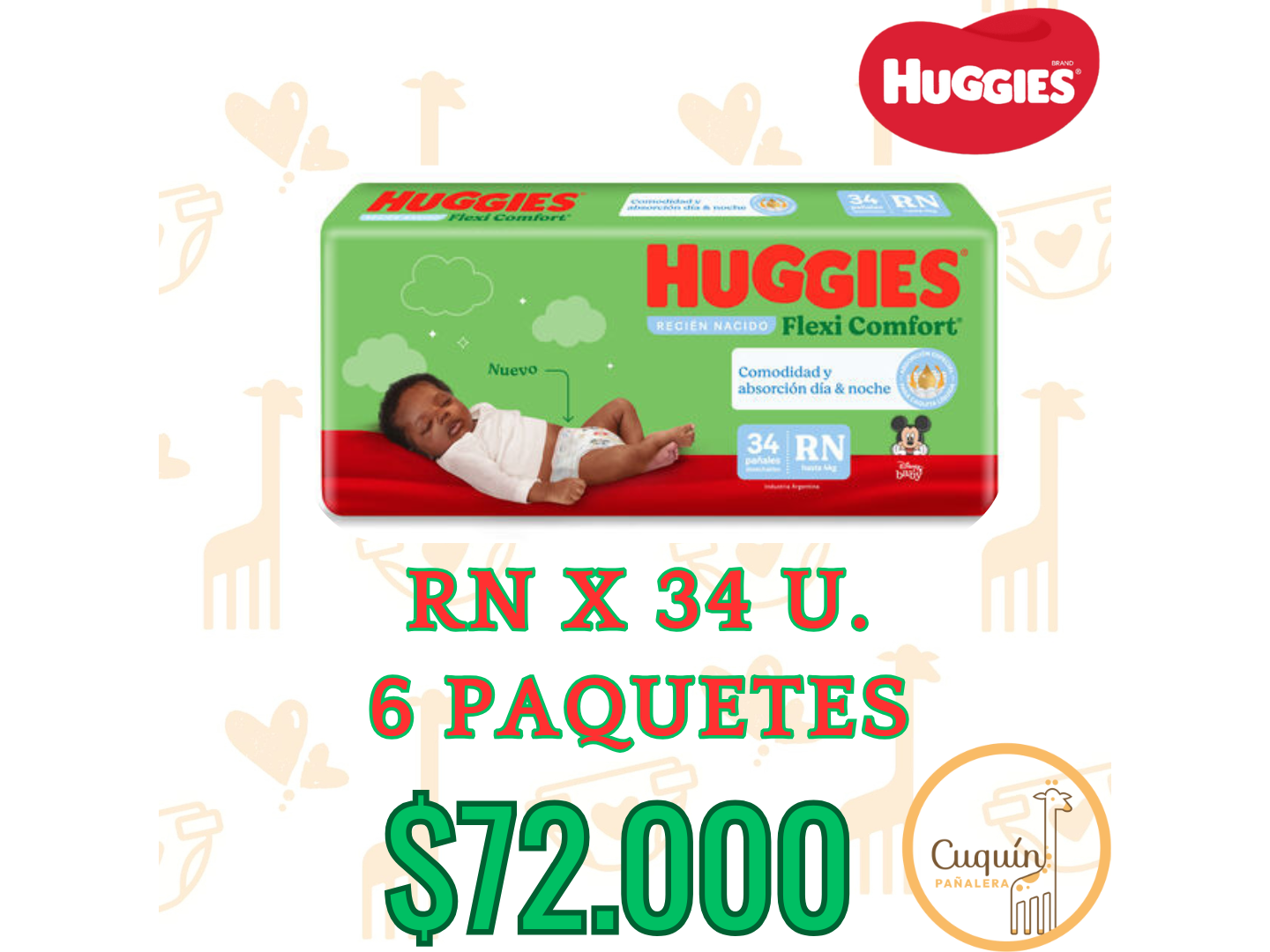 Huggie Flexi Comfort RN x 6 Paquetes
