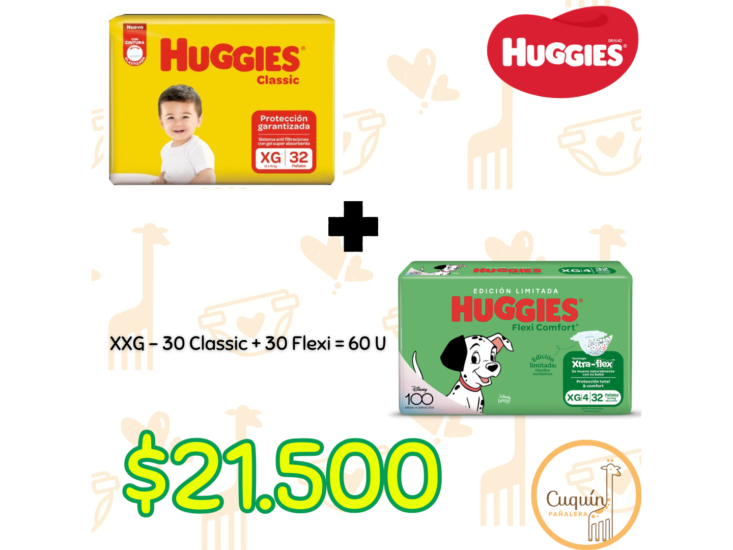 Huggies Classic + Flexi Comfort XXG