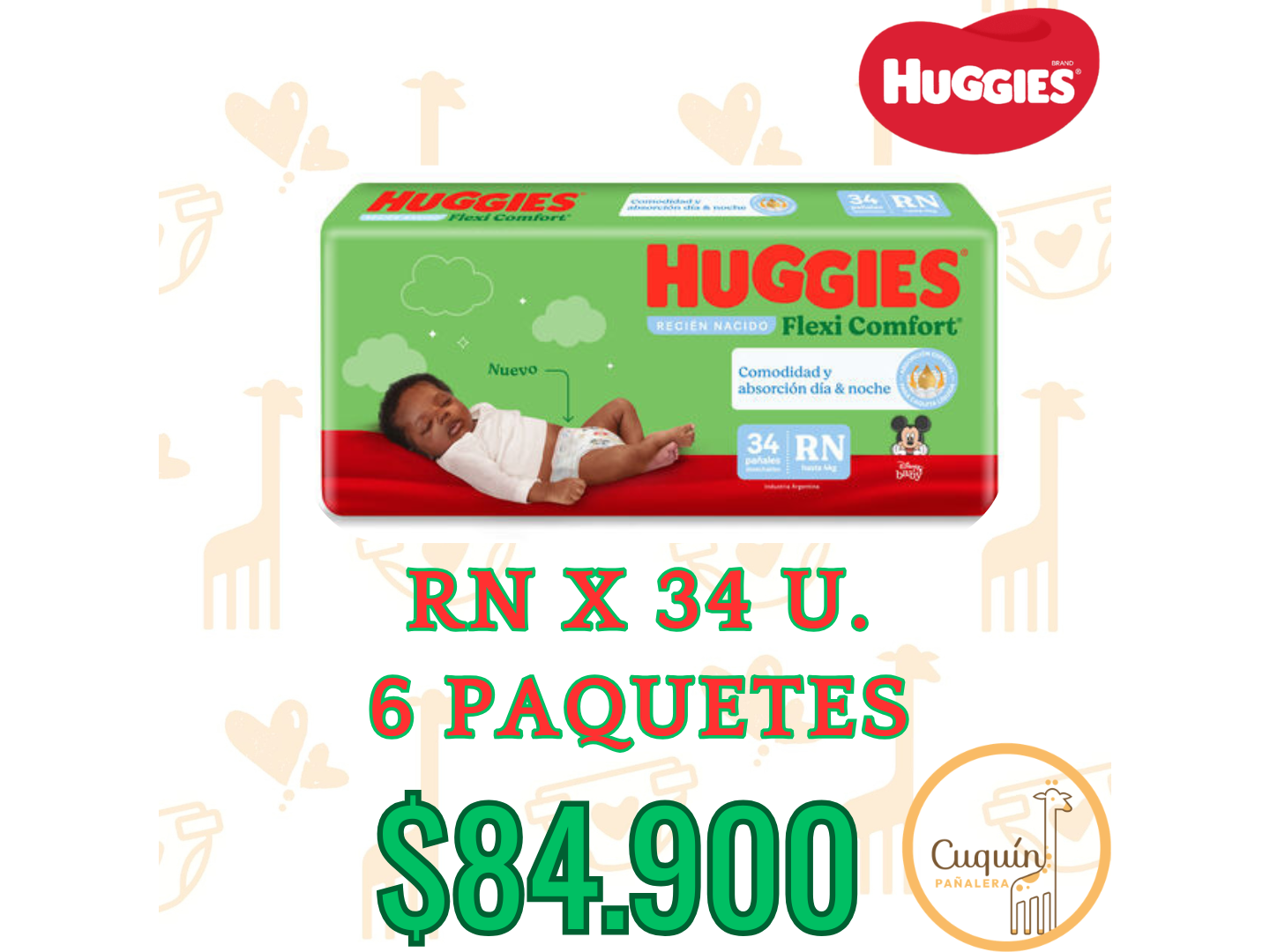 Huggie Flexi Comfort RN x 6 Paquetes