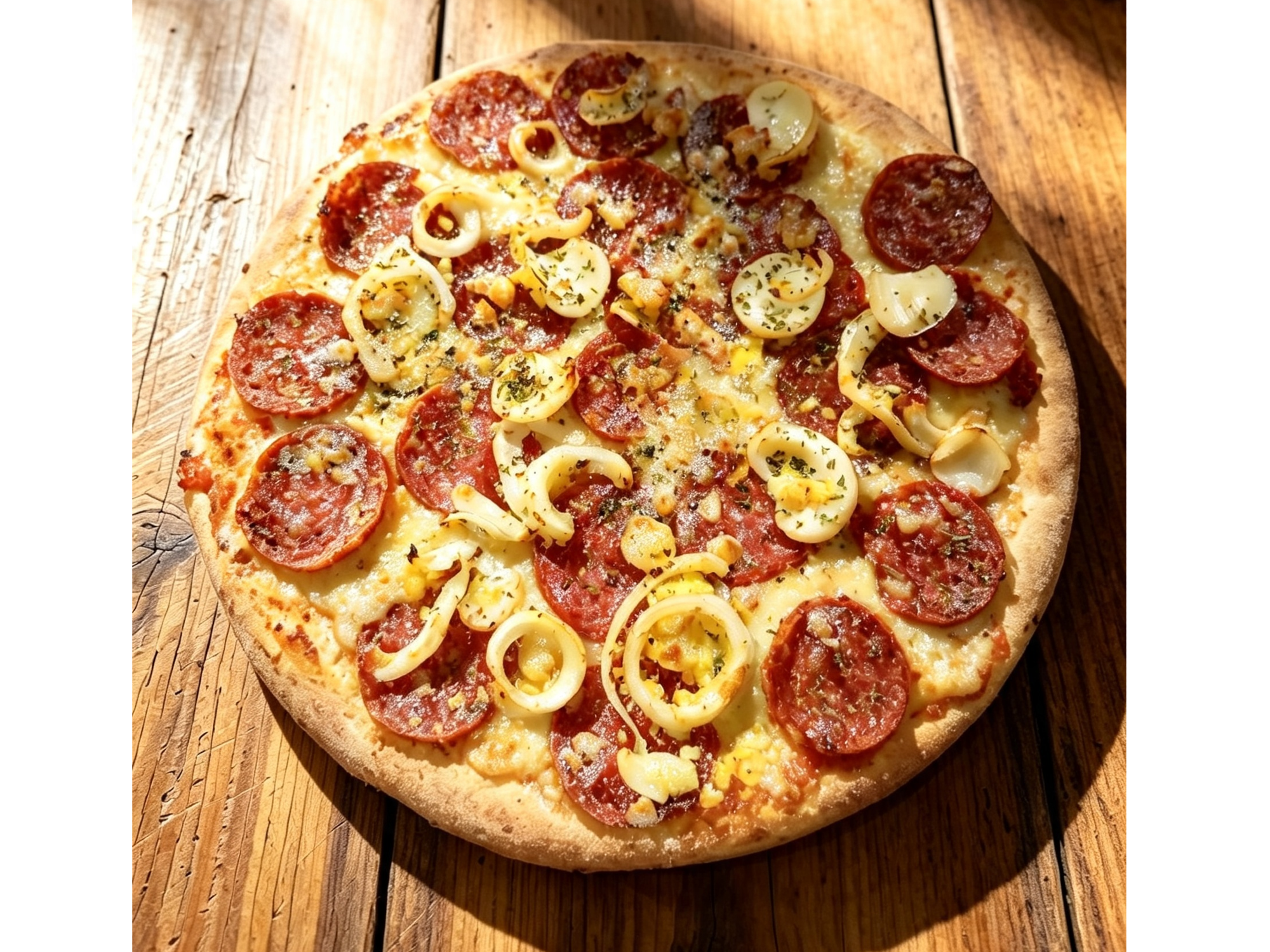 08 - ESPAÑA | Muzzarella, salsa, huevo y longaniza