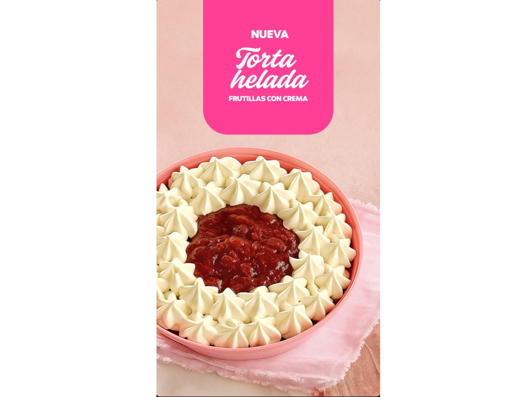 TORTA FRUTILLAS CON CREMA (12 PORCIONES)