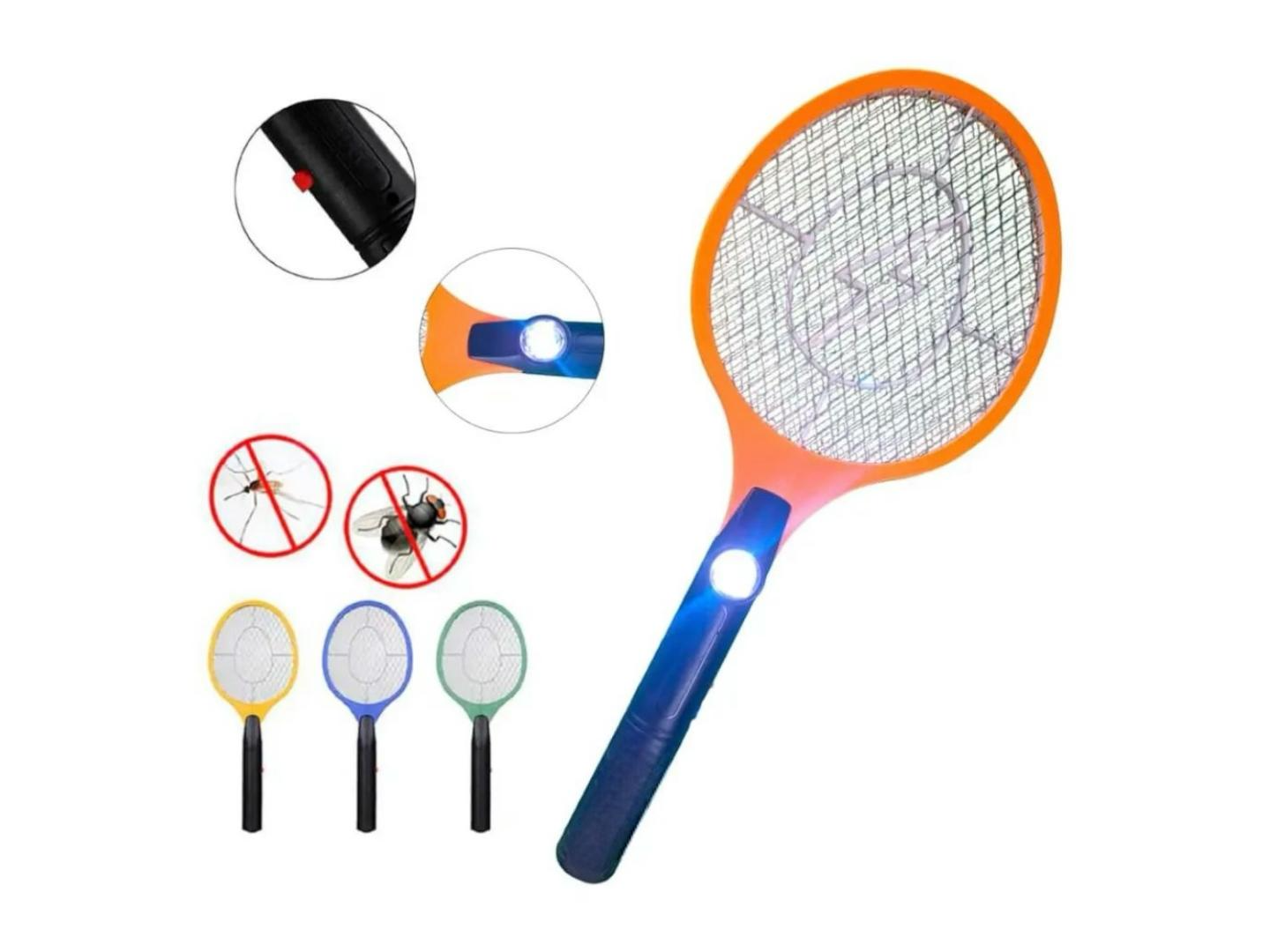 Raqueta para mosquitos recargable con luz