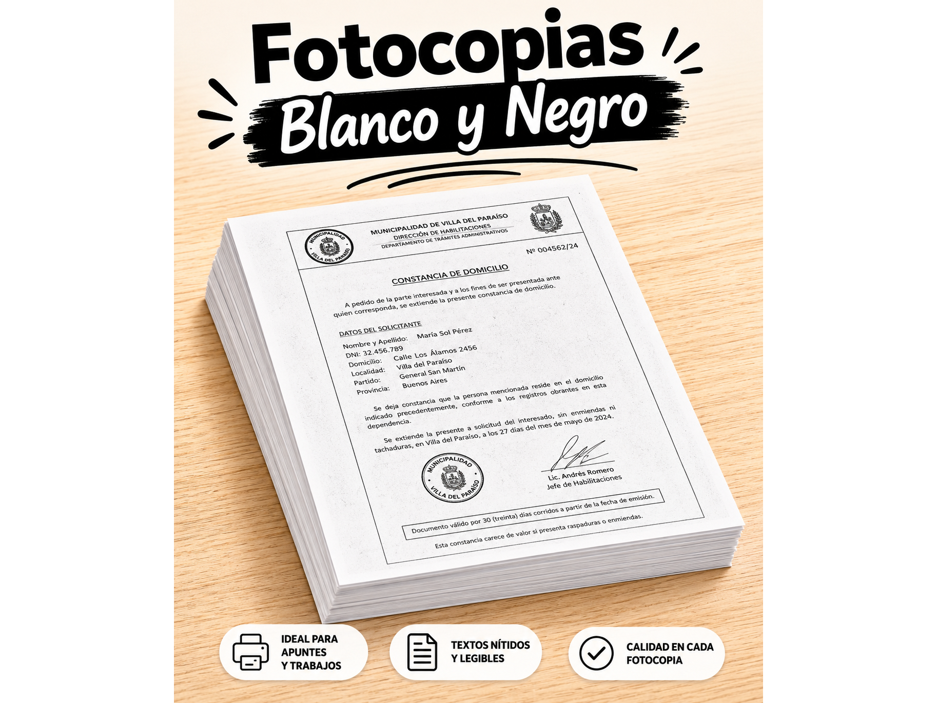 Impresiones Oficio Blanco y Negro📃