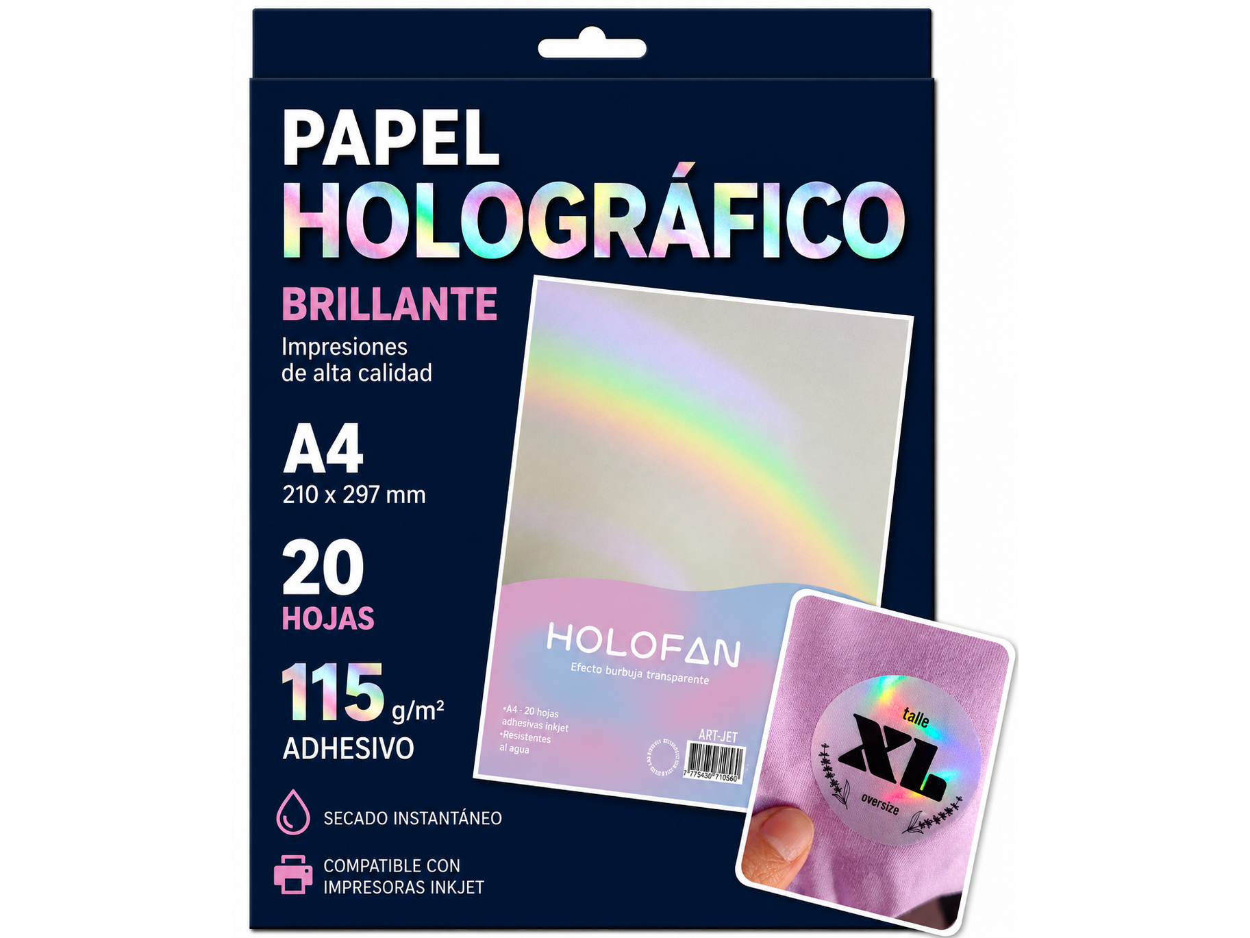 Papel Holográfico Burbuja Transparente Adhesivo 🖨️