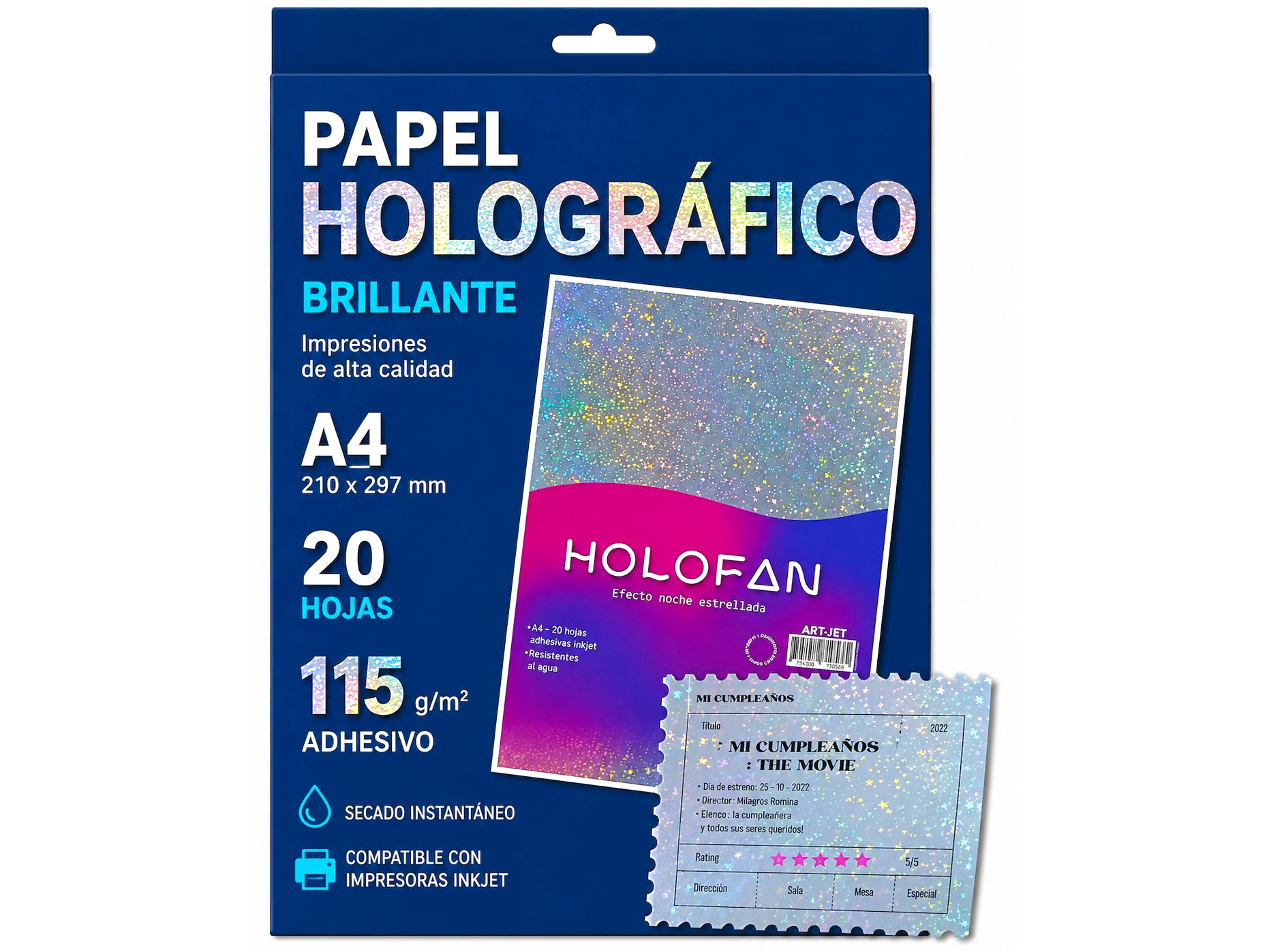 Papel Holográfico Estrellitas Adhesivo 🖨️