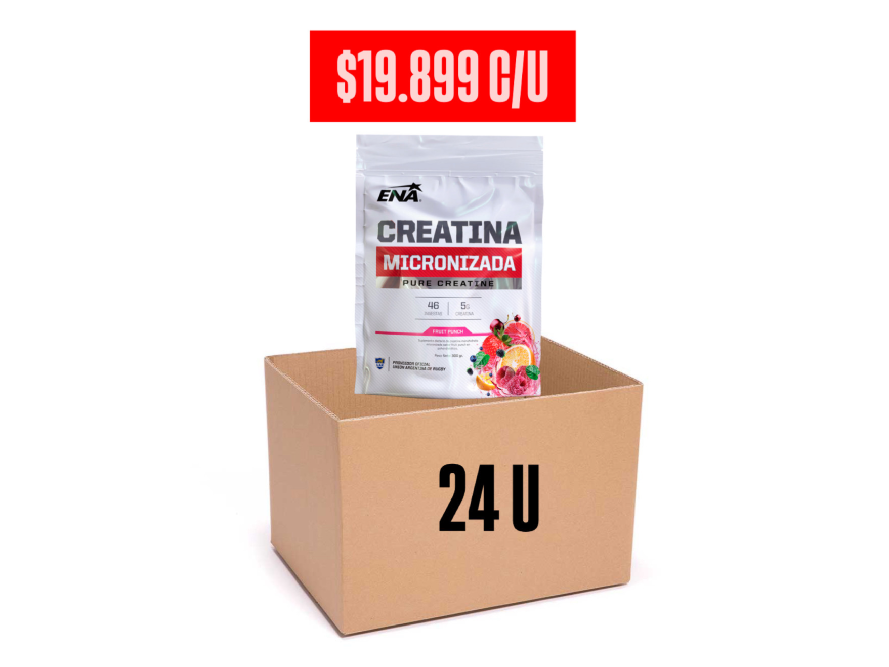CREATINA MICRONIZADA X 300 GR FRUIT PUNCH Caja x 24 Unidades