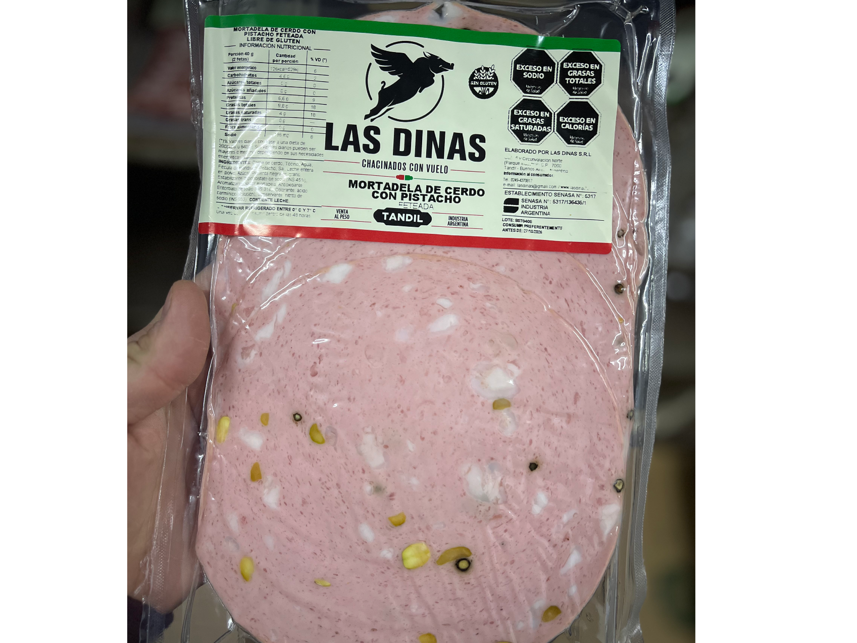 Mortadela con pistachos