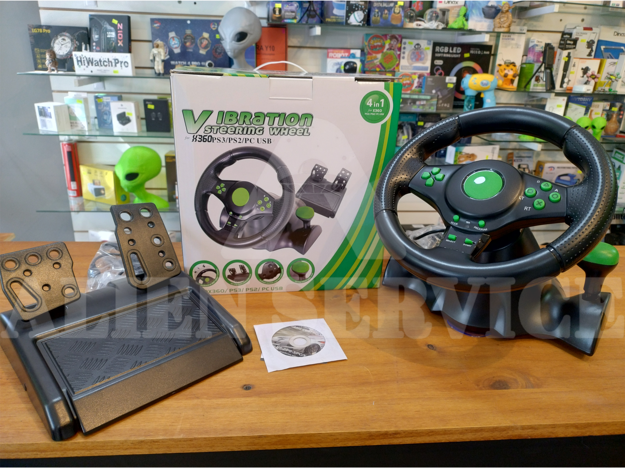 Volante y pedal vibration steering x360/PS2/PS3/PC