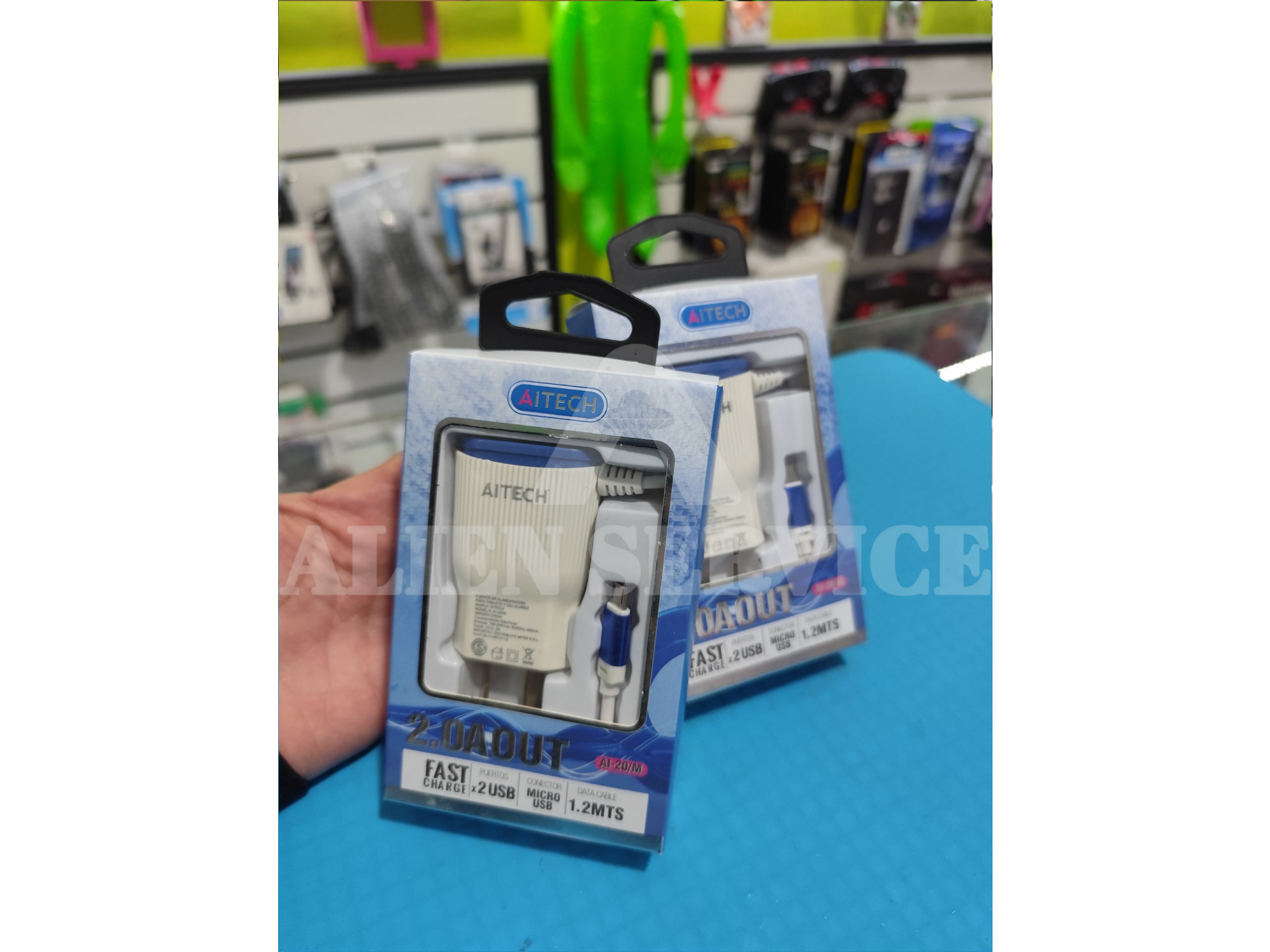 Cargador 2USB v8 micro USB aitech 2.0A