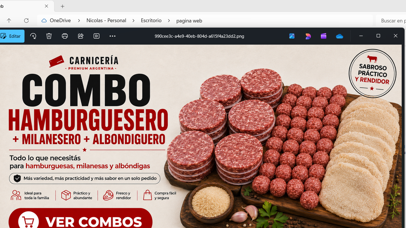 COMBO ALBONDIGA+MILANESAS+HAMBURGUESAS
