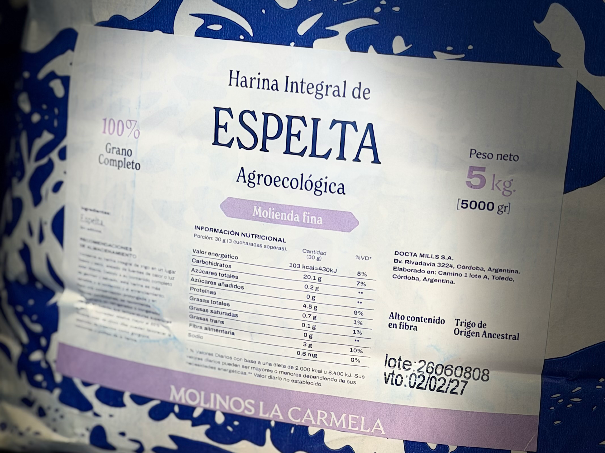 Harina Espelta agroecologica / molienda tradicional