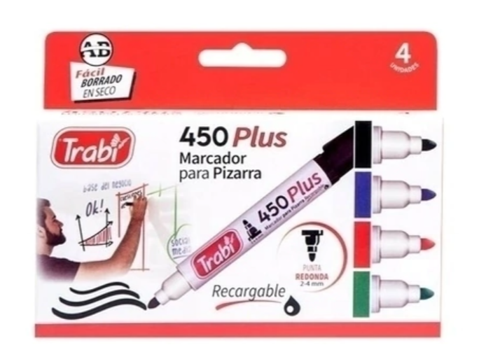 MARCADOR TRABI 450 P/PIZARRA SURT CLASICO X4