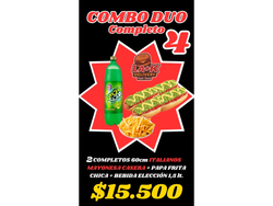 (Promo4) *2completo italiano 60cm aprox (casera) + papasfritas chicas + 1Bebida 1.5 lts.