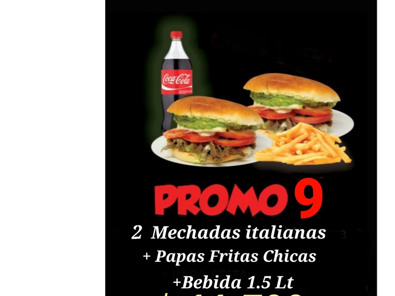 Promo 9 (2Mechadas ital+papaschicas+Bebida 1.5 lts