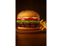 Hamburguesa italiana(Doble hamburguesa) + papas gratis.