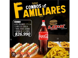 Promo familiar 6. (6ass italianos 15cm aprox+Papas fritas grandes + 12aros cebolla +Bebida 1.5lts)