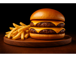 Hamburguesa/luco (Doble hamburguesa) + papas gratis.