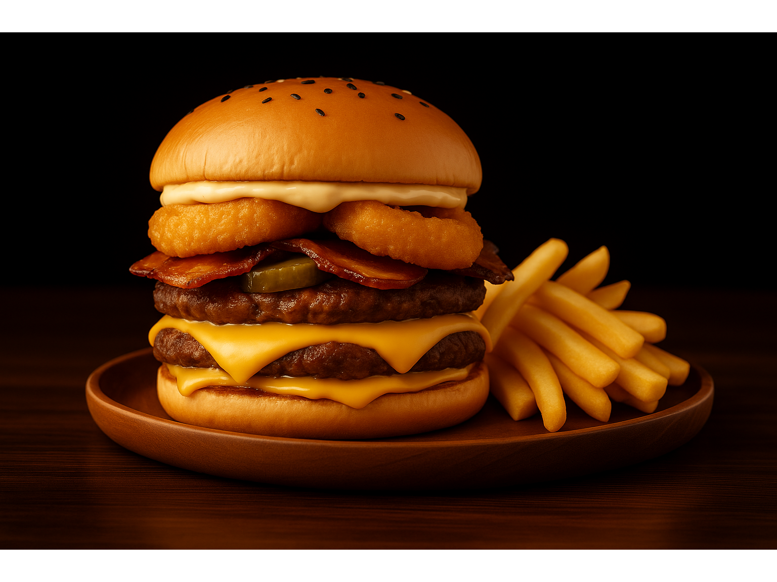 Hamburguesa LasVegas(Doble hamburguesa) + papas gratis.