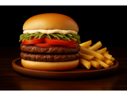 Hamburguesa Chacarera(Doble hamburguesa) + papas gratis.