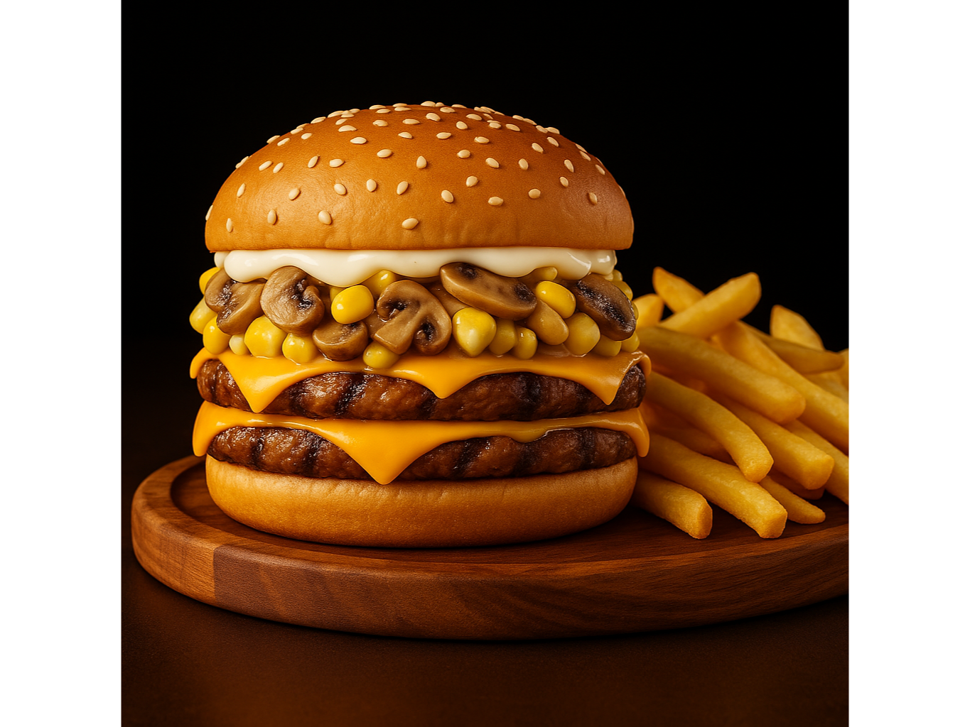Hamburguesa Griega(Doble hamburguesa)+ papas gratis.