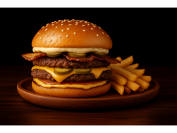 Hamburguesa new york(Doble hamburguesa) + papas gratis.