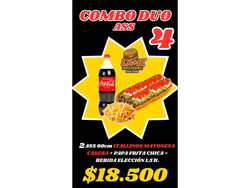 ( ass promo4) 2ass italianos 60cm aprox (casera) + papasfritas chica+Bebida 1.5 lts.
